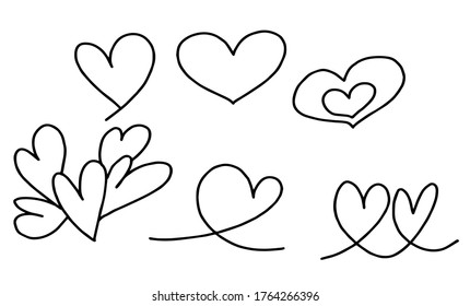 Black and white six hearts.