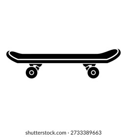 Black and white skateboard side view silhouette wheels des