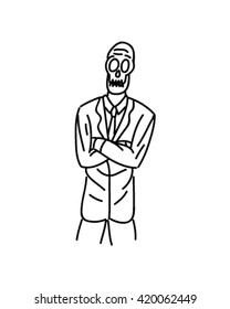 Black and white skeleton businessman art