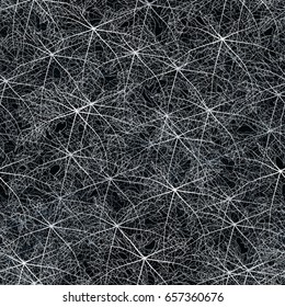 Black and white skeleton leaves seamless background.