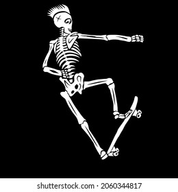 Black And White Skeleton Skate Boarding, Tribal Skeleton Skate Boarding Vector, Skeleton Skate Boarding T Shirt Design, Tattoo Design