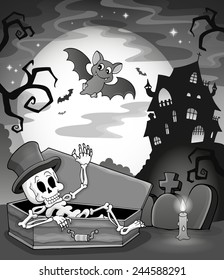 Black and white skeleton theme image - eps10 vector illustration.