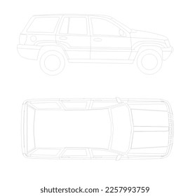black and white sketch of the car