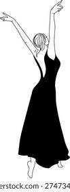 Black and white sketch of contemporary dancer isolated on a white background