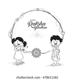 Black White Sketch Cute Little Brother Stock Vector Royalty Free 678611182