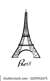 black and white sketch of the Eiffel Tower