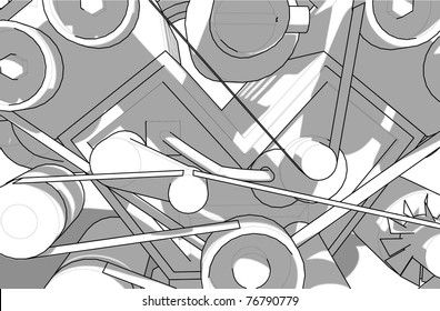 Black and white sketch of the engine