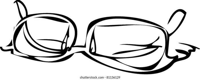 black and white sketch of glasses