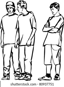 black and white sketch of the guys