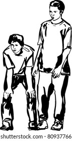 black and white sketch of the guys