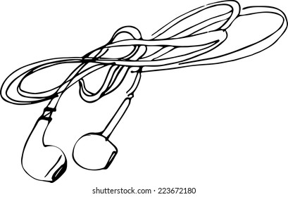 black and white sketch of headphones for your phone