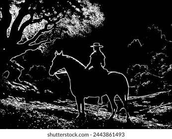 a black and white sketch of horse