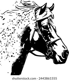 a black and white sketch of horse