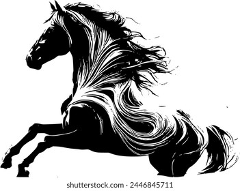 a black and white sketch of a horse