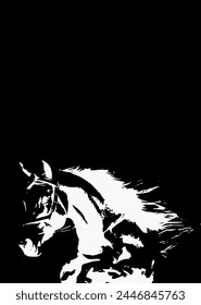a black and white sketch of a horse