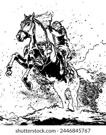 a black and white sketch of a horse