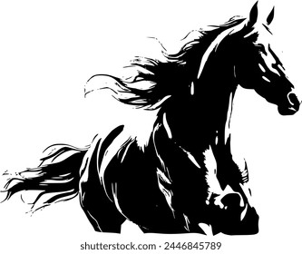 a black and white sketch of a horse