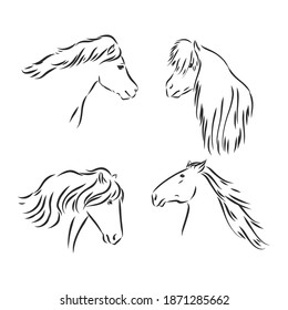 Black and white sketch of horse. horse vector sketch illustration