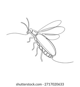 Un boceto en blanco y negro de un insecto en vuelo, mostrando su cuerpo segmentado y alas.