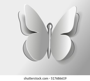 Black and white sketch of a large gray butterfly wings painted a minimum color monochrome background with insects