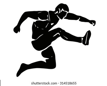 black and white sketch man jump, white background , isolated illustration