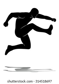 black and white sketch man jump, white background , isolated illustration