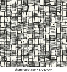 Black And White Sketch Mesh Check Pattern