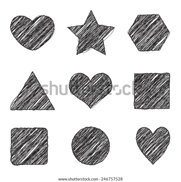 Black White Sketch Shapes Stock Vector (Royalty Free) 246757528 ...