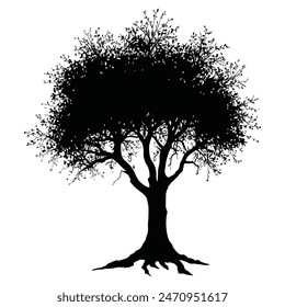 SCHWARZ-WEISS-SKIZZE DES BAUMES MIT VIELEN ÄSTEN
