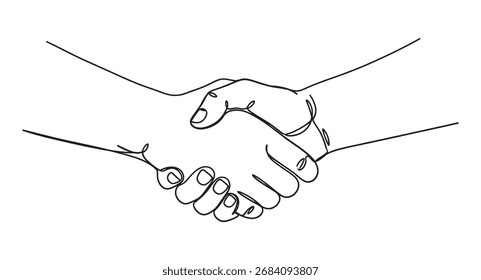 A black and white sketch of two hands clasped in a handshake.
