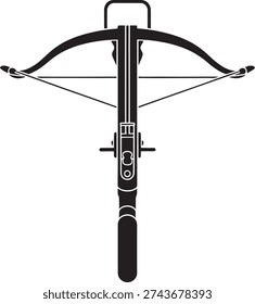 Black and White Sketched of a Crossbow with Bowstring and Arrow Nocked sketched bowstring