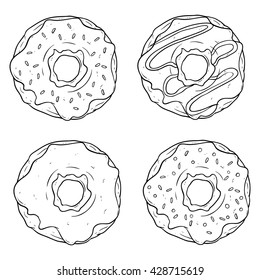 Black and White Sketchy Donuts With Sprinkles on White Background