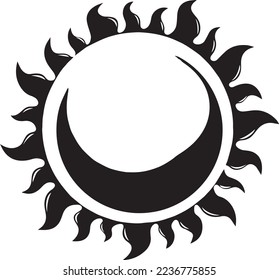 Black and white sketchy sun hand drawn clip art vector