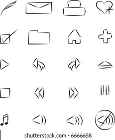 Black and white sketchy web icons