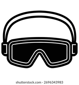 Black and white ski goggles icon simple and minimalist design