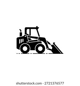 Black and white skid steer loader construction vehicle icon