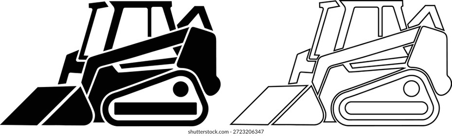 Iconos de cargador de dirección deslizante en blanco y negro