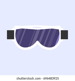 Black and white skiing, snowboarding mask, goggles, protective eyewear, flat style vector illustration isolated on background. Flat vector skiing, snowboarding mask, goggles, protective eyewear