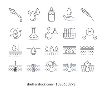 Los iconos de los cosméticos de belleza y cuidado de la piel en blanco y negro. Ilustración del vector