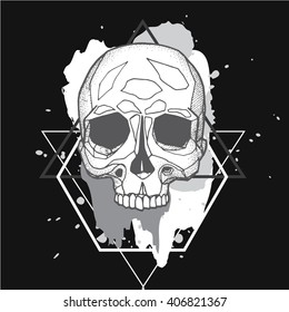 Black and white skull