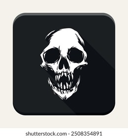 Black white skull app icon. Skull application icon. Horror app icon.
