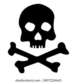 Black and white skull and crossbones sign line icon. Irradiation, danger, radiation, disease, infection, nuclear power plant, mutation. Vector icons for business and advertising