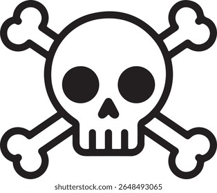 Black and White Skull and Crossbones, a Timeless Symbol of Danger and Mortality, Evoking Pirates, Poison, and the Forbidden