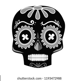 black and white skull decorative for day of the dead vector illustration