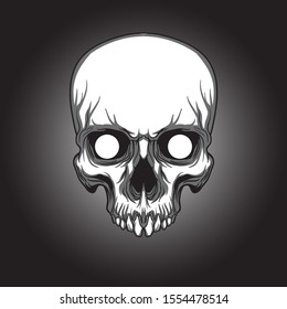 black and white skull drawing