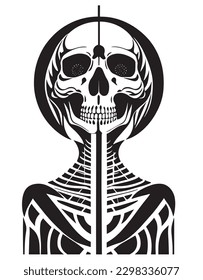 black and white skull fully vector and editable 