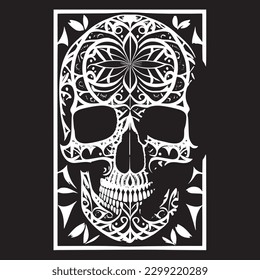 black and white skull fully vector 