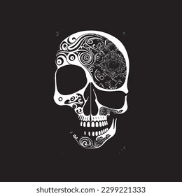 black and white skull fully vector 