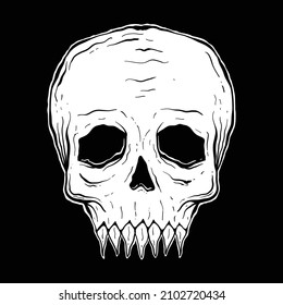 black and white skull hand drawn style for tattoo tshirt  sticker etc premium vector