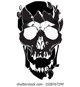 black and white skull illustration art, skull vector